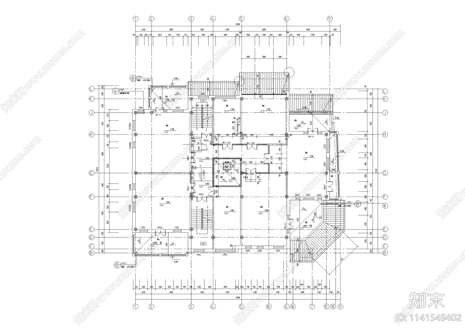 商业街古建筑cad施工图下载【ID:1141549402】