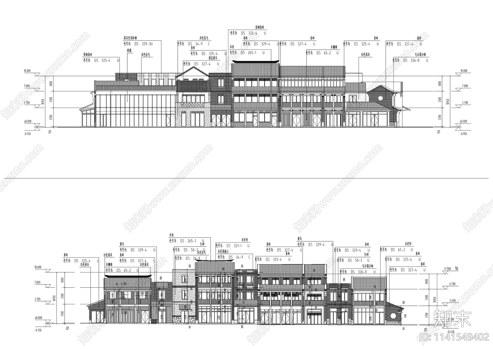 商业街古建筑cad施工图下载【ID:1141549402】