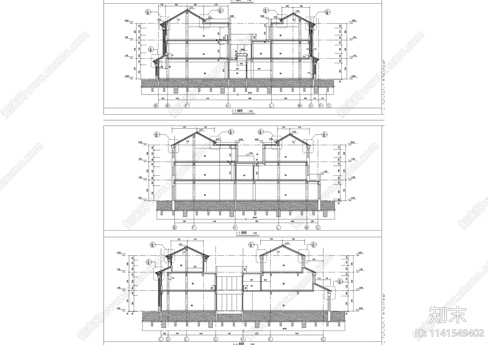 商业街古建筑cad施工图下载【ID:1141549402】