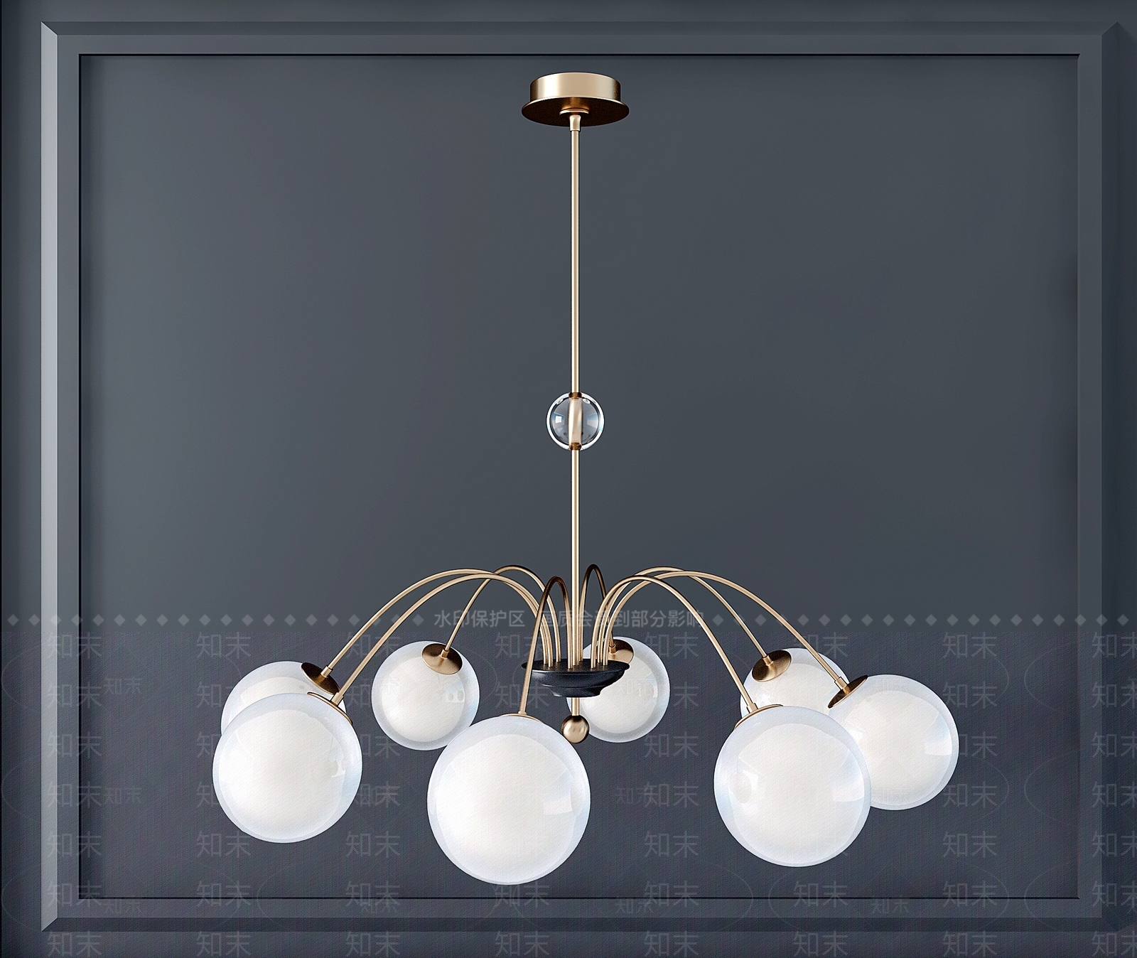 现代轻奢球形吊灯3D模型下载【ID:1177267119】