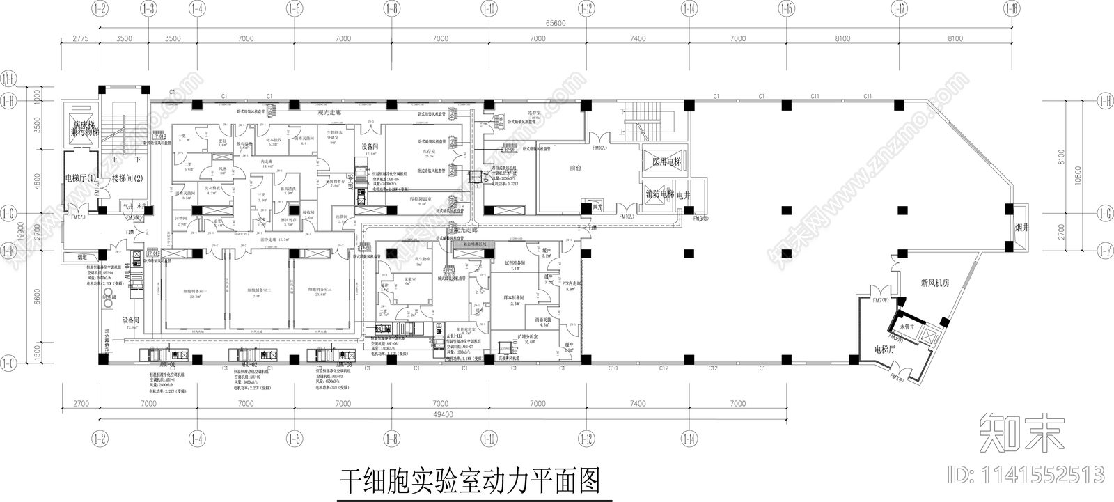 医院干细胞实验室装修cad施工图下载【ID:1141552513】