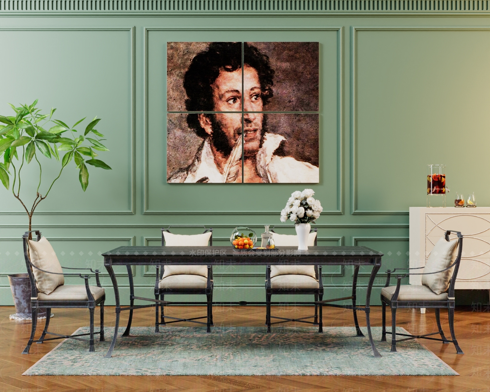 欧式铁艺餐厅餐桌椅3D模型下载【ID:1141556044】