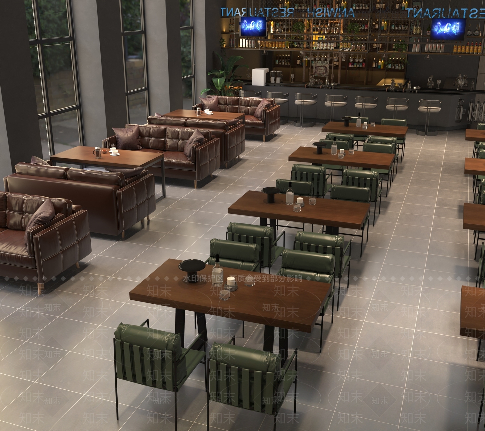 工业风复古音乐餐厅3D模型下载【ID:1141556870】