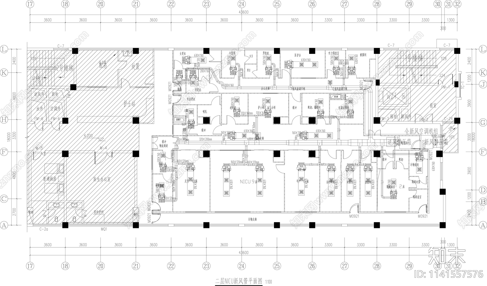 医院NICU室内装修cad施工图下载【ID:1141557576】