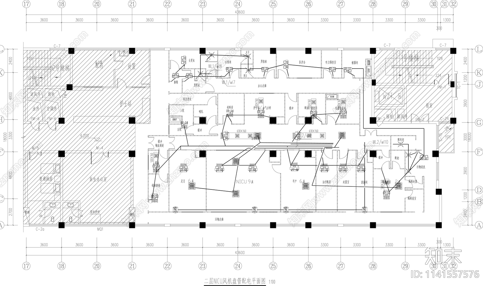 医院NICU室内装修cad施工图下载【ID:1141557576】