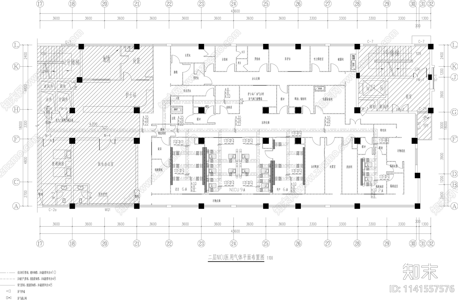医院NICU室内装修cad施工图下载【ID:1141557576】