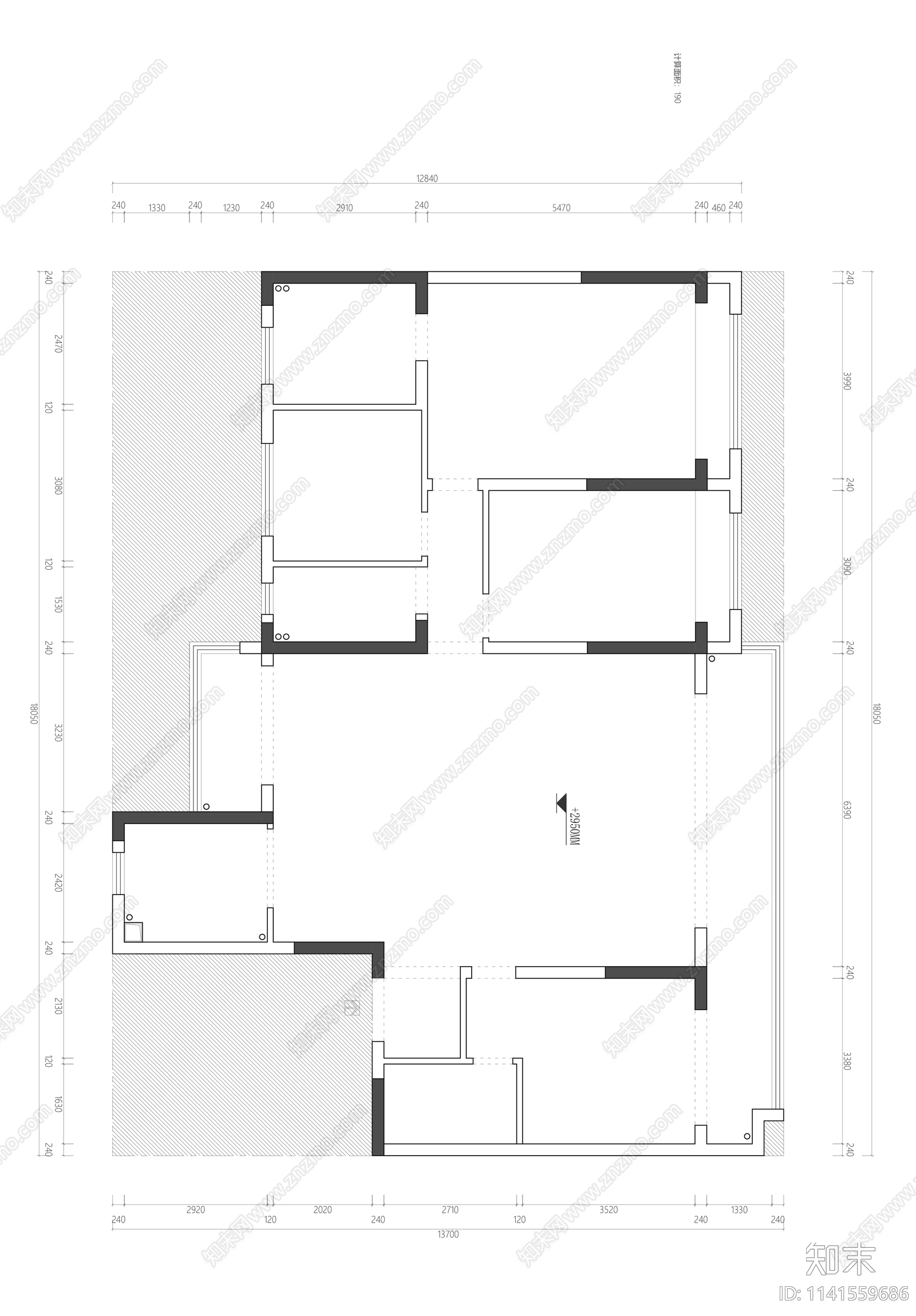 191平平层家装平面布置图cad施工图下载【ID:1141559686】