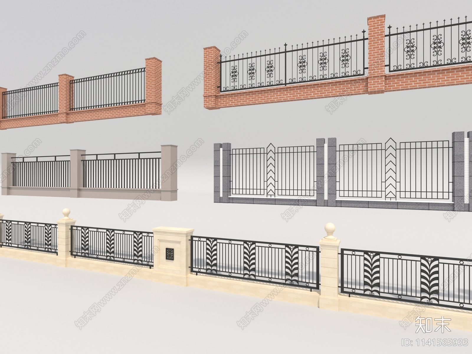 简欧铁艺围栏3D模型下载【ID:1141565933】