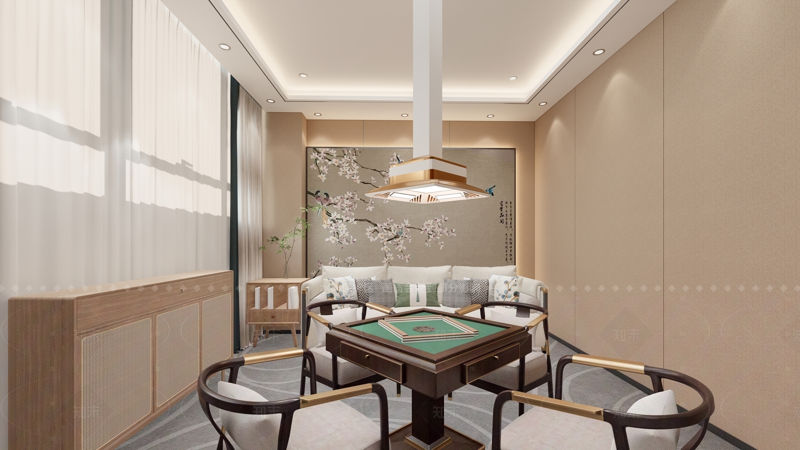 新中式棋牌室SU模型下载【ID:1215958072】