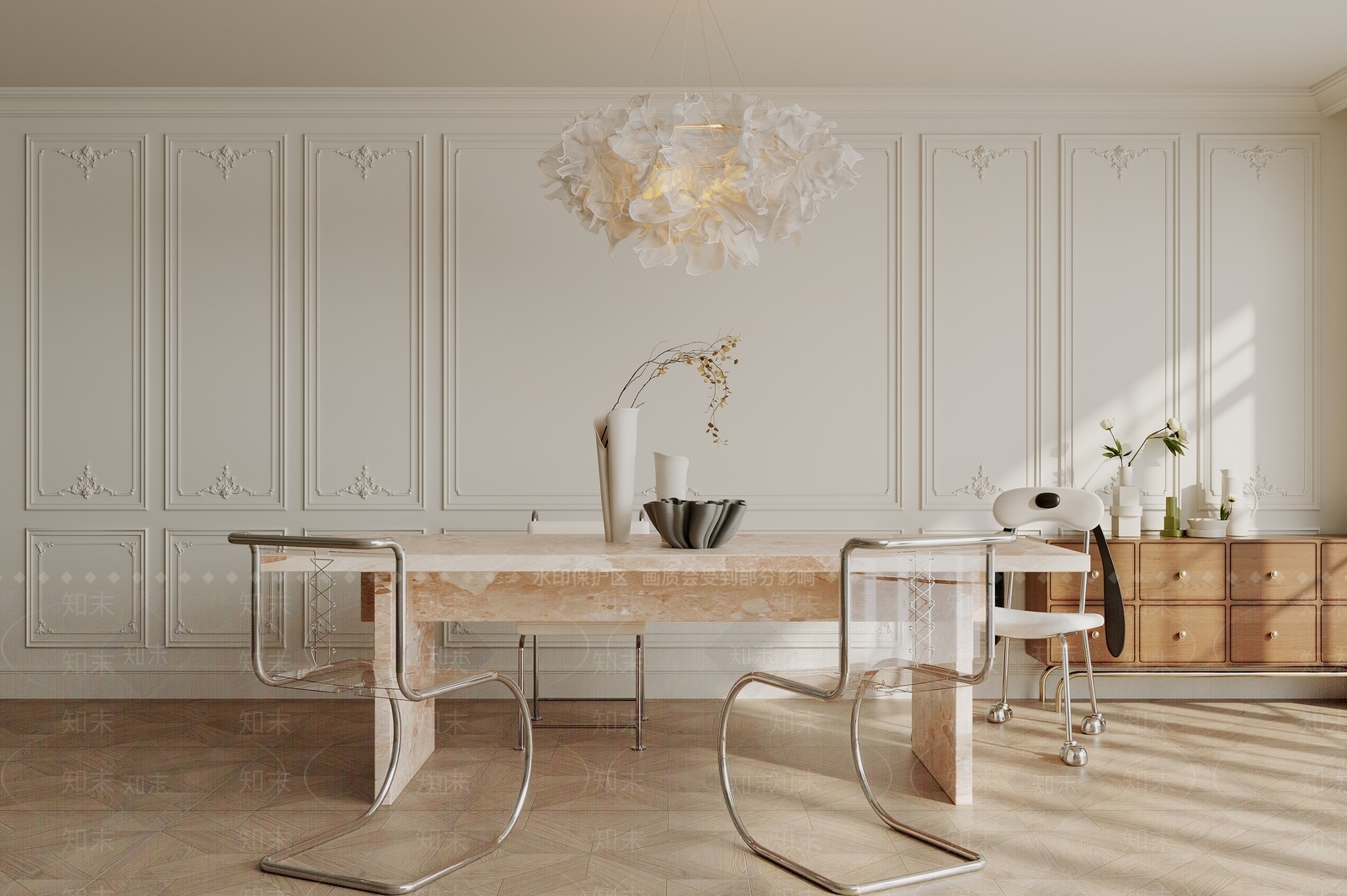 法式餐桌椅3D模型下载【ID:1141567213】