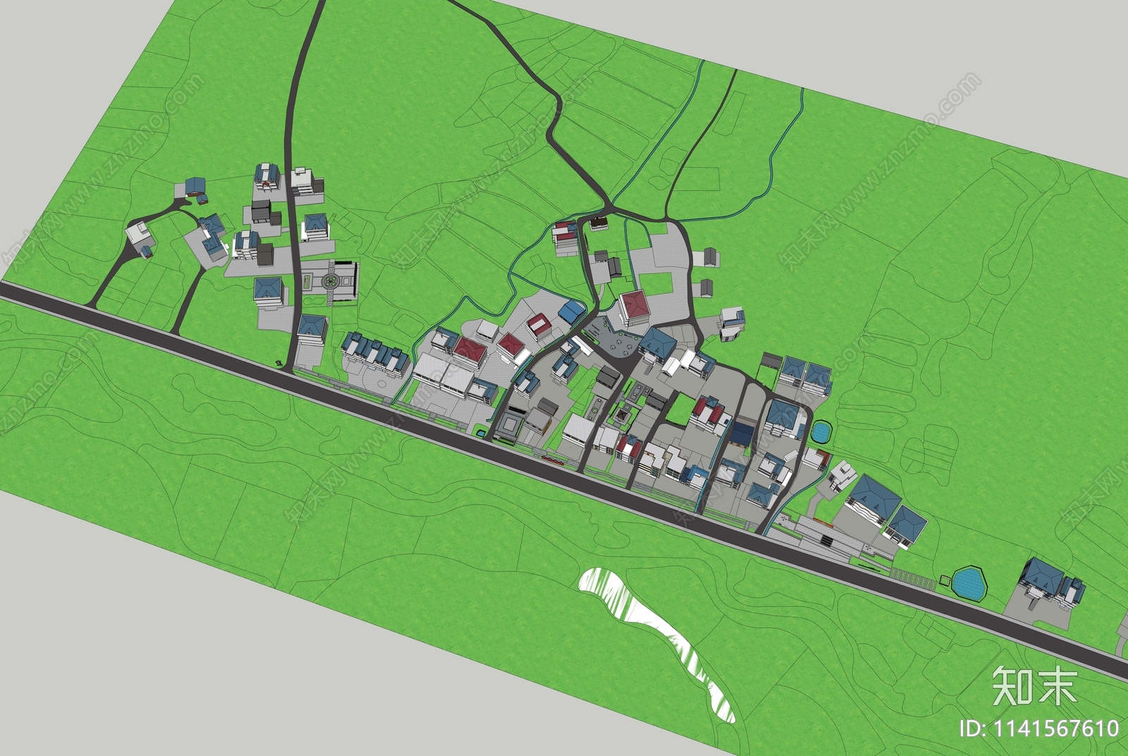 现代美丽乡村SU模型下载【ID:1141567610】