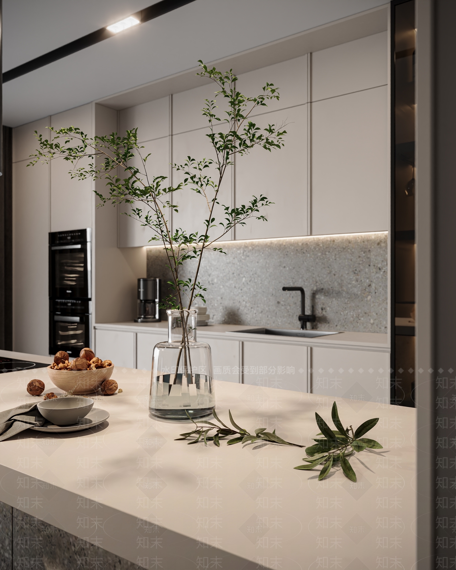 现代高级开放式厨房3D模型下载【ID:1141579878】_知末3d模型网