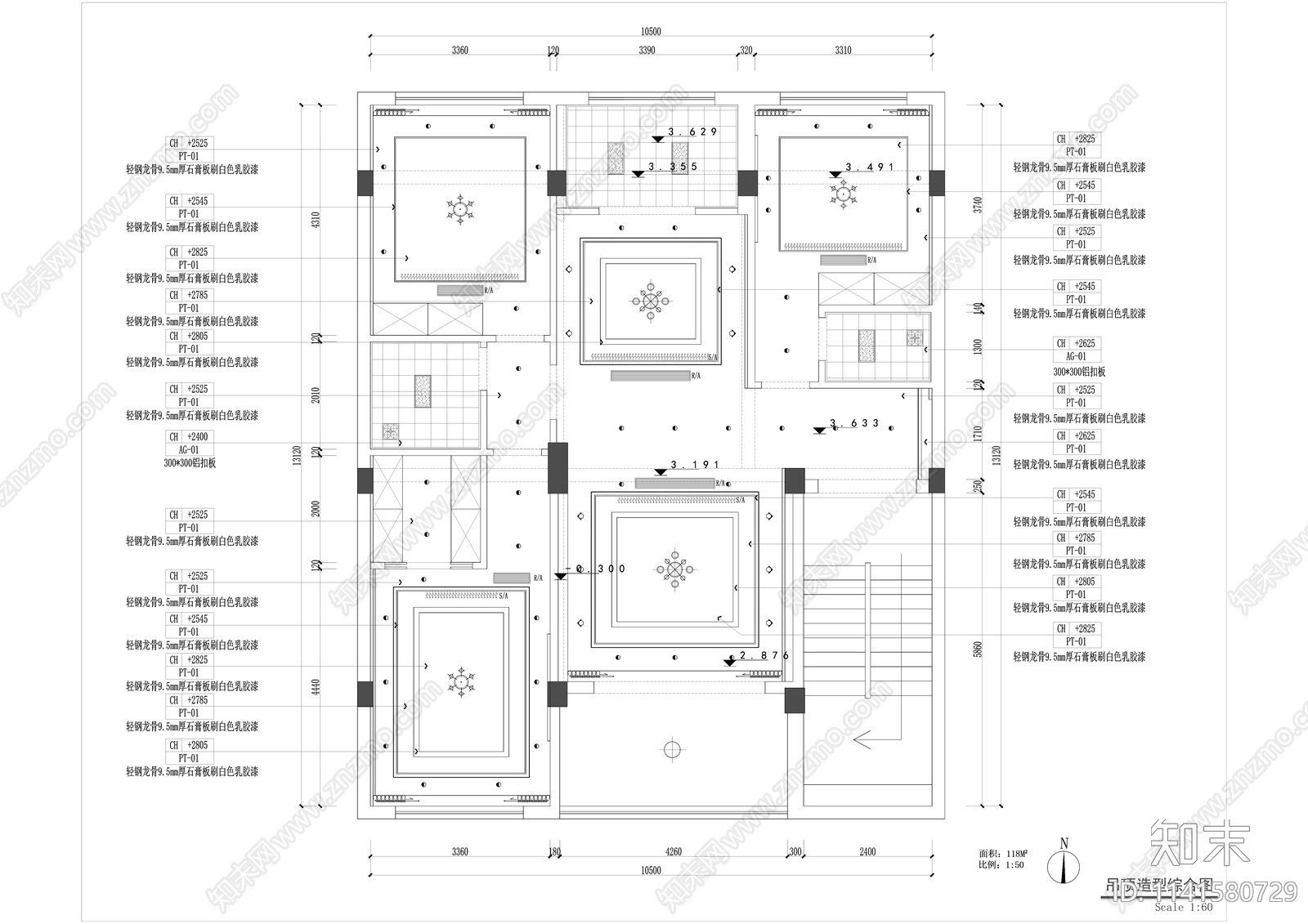 现代120平米洋房室内精装修施工图下载【ID:1141580729】_知末案例馆