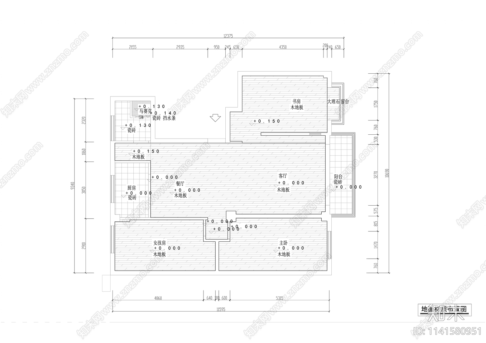 现代简约130平米大平层室内装修cad施工图下载【ID:1141580951】