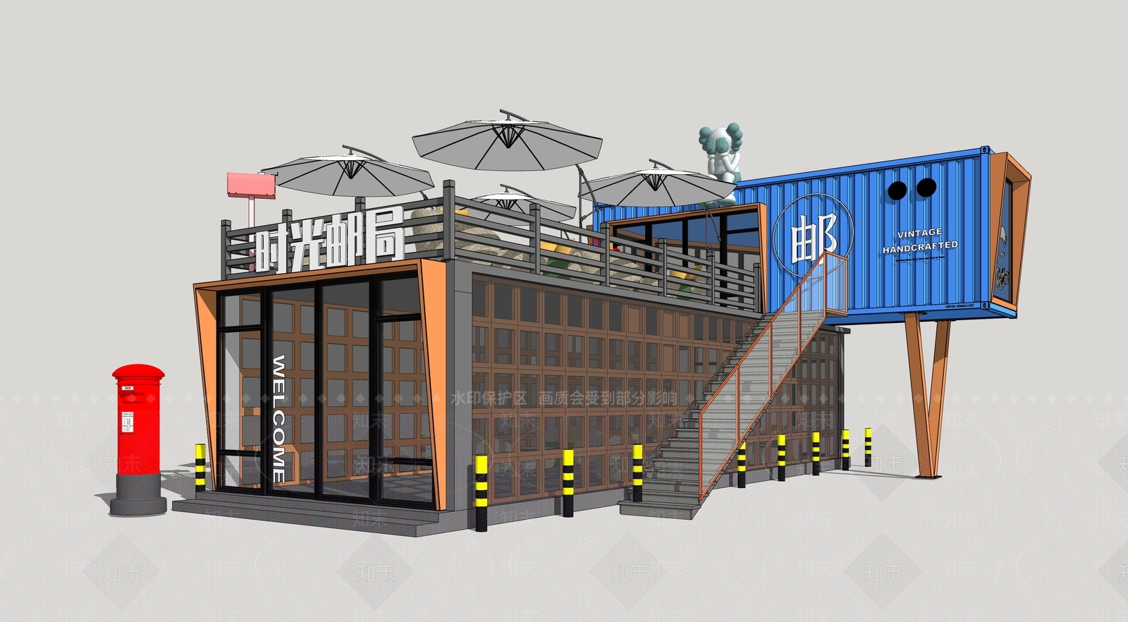 现代集装箱咖啡吧SU模型下载【ID:1141581897】