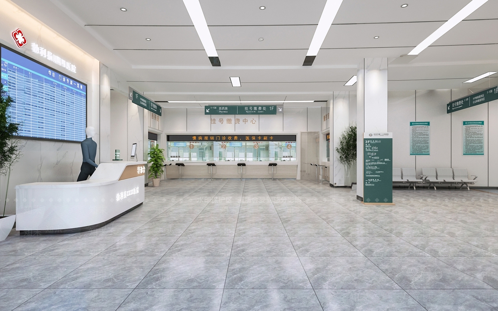 现代医院大厅SU模型下载【ID:1141582799】