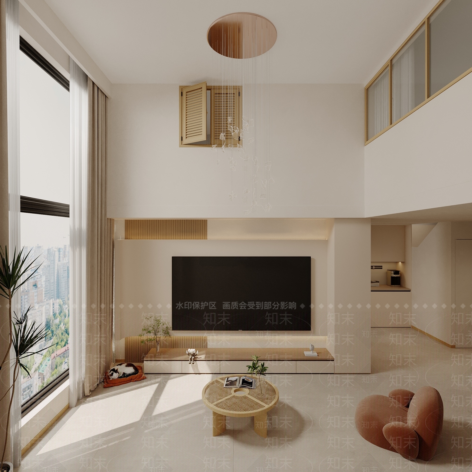 现代loft客餐厅3D模型下载【ID:1141584371】