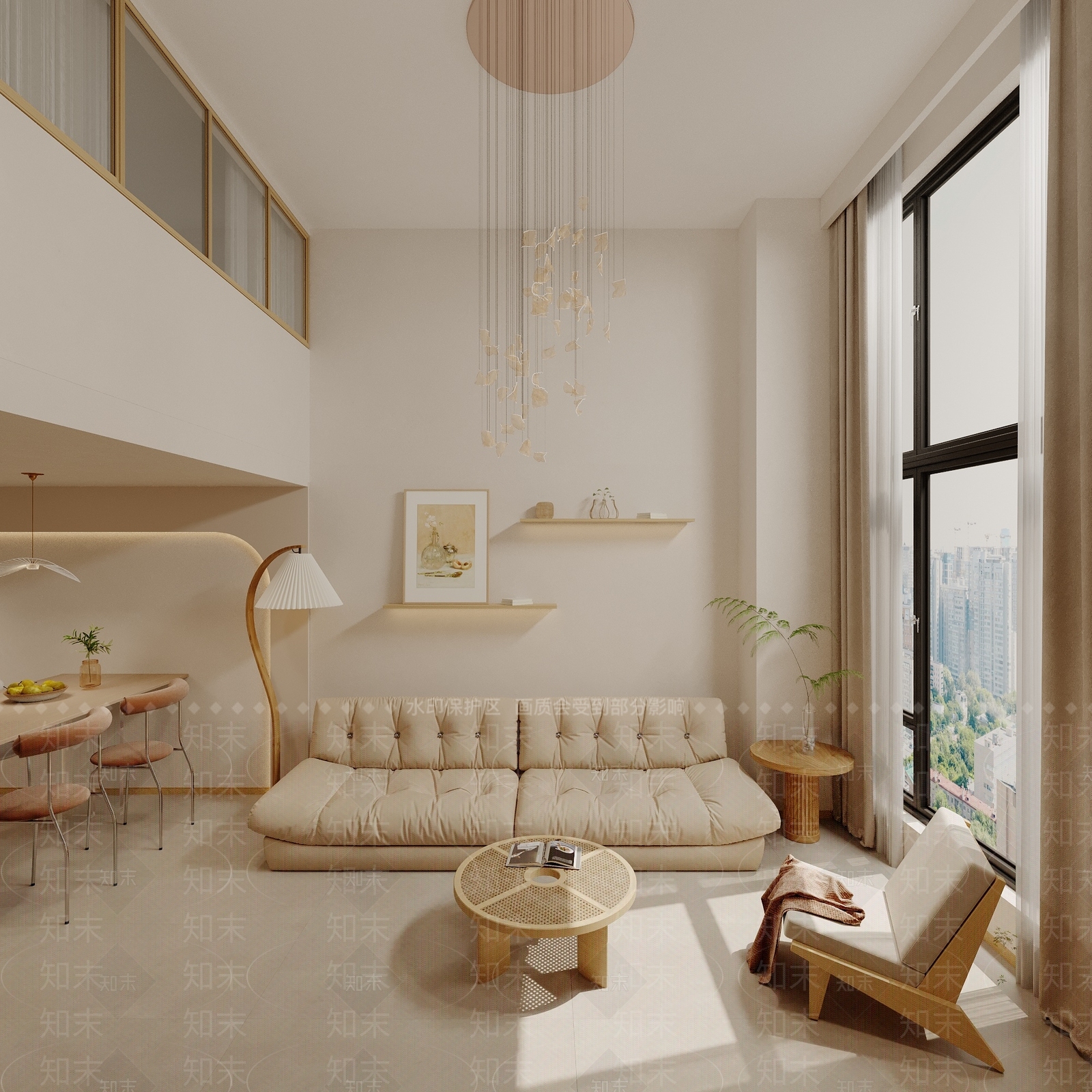 现代loft客餐厅3D模型下载【ID:1141584371】