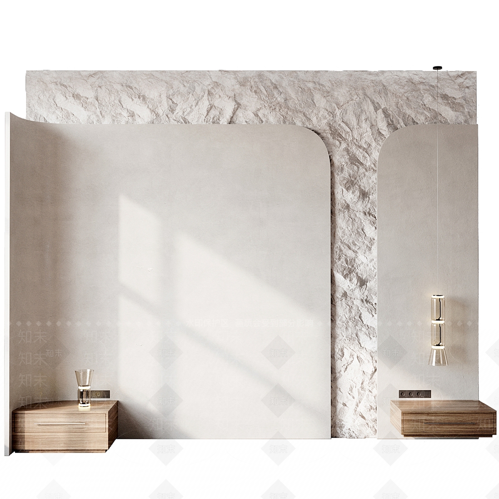 现代弧形床背景3D模型下载【ID:1141584575】