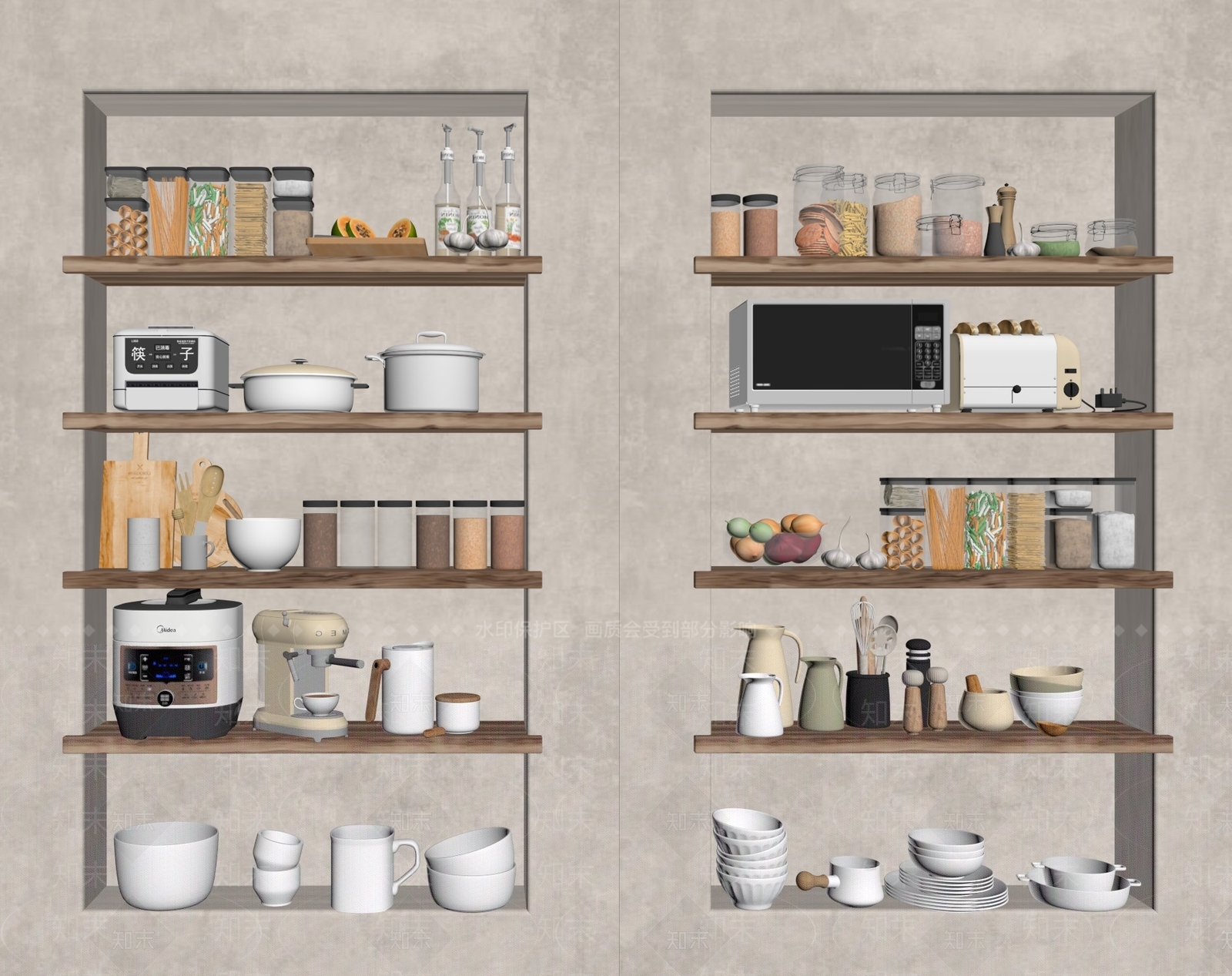 厨房用品组合SU模型下载【ID:1141589703】