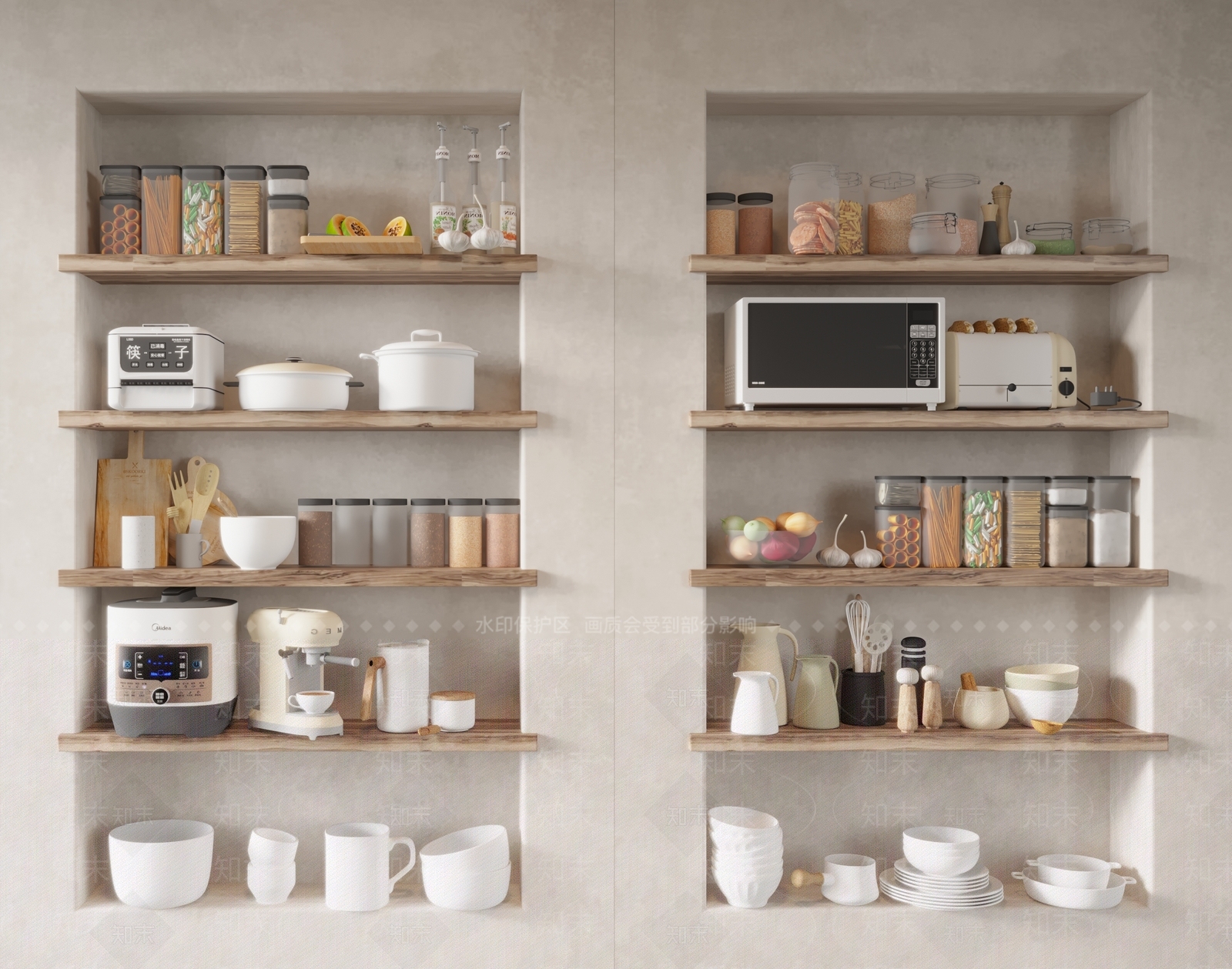 厨房用品组合SU模型下载【ID:1141589703】
