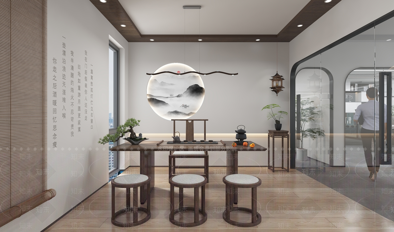 新中式茶室空间3D模型下载【ID:1141593826】_知末3d模型网