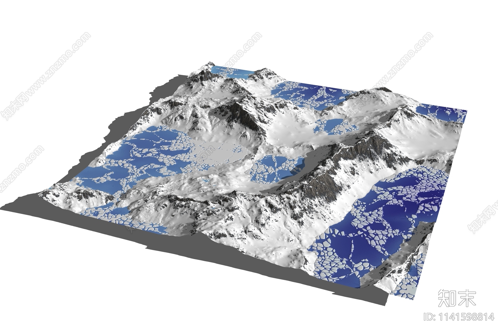 现代雪山冰湖地形景观SU模型下载【ID:1141598814】