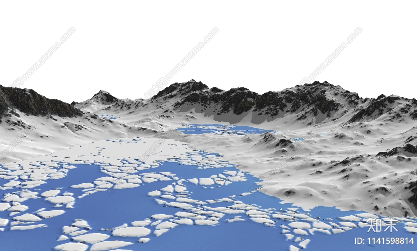 现代雪山冰湖地形景观SU模型下载【ID:1141598814】