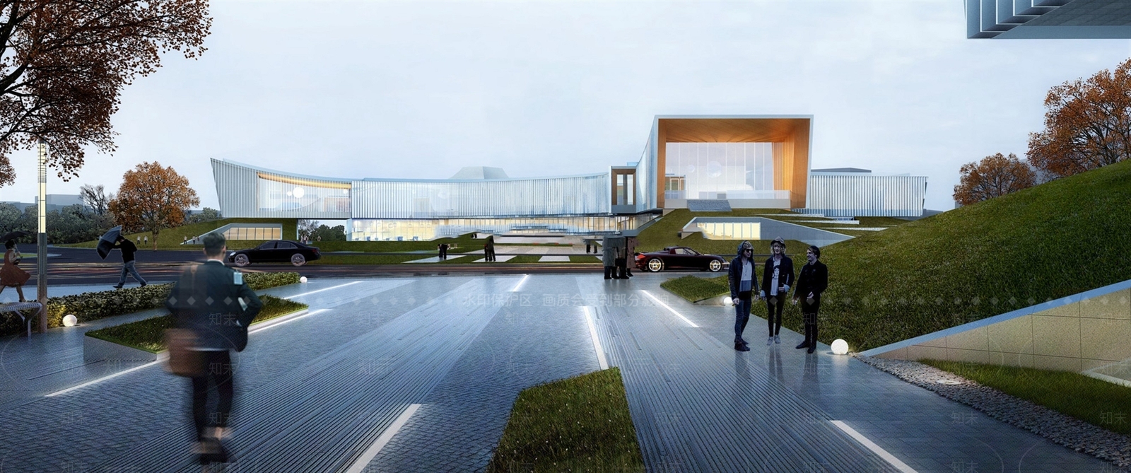现代展览馆建筑SU模型下载【ID:1141603914】