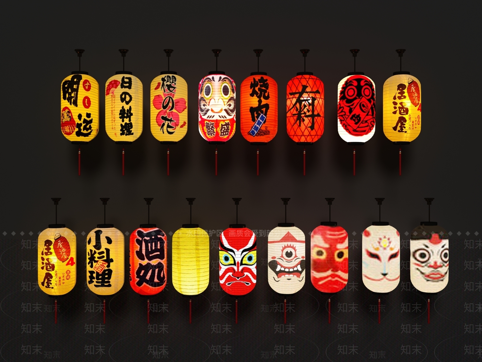 日式风格灯笼3D模型下载【ID:1141605550】