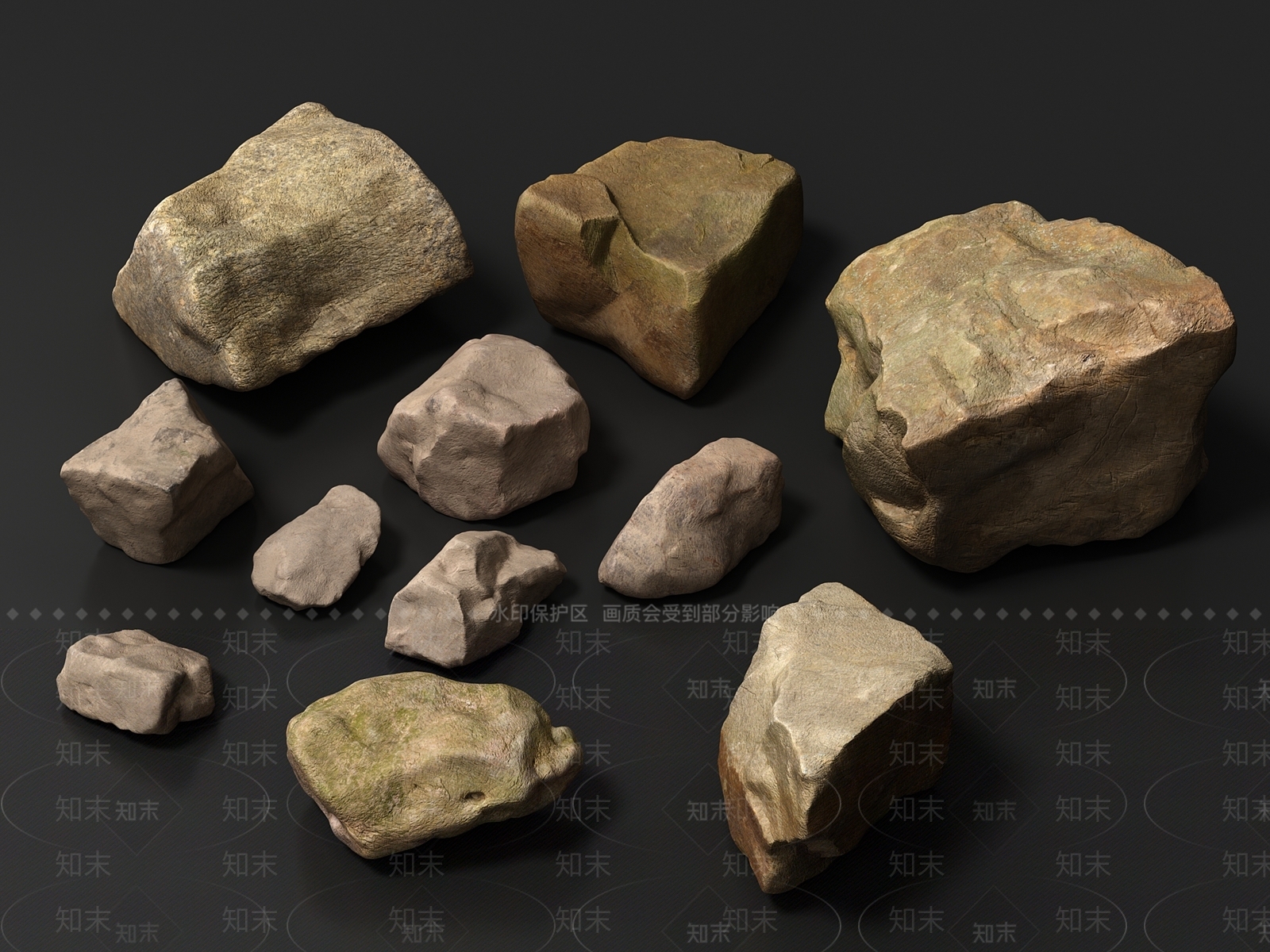 现代石头3D模型下载【ID:1141609375】