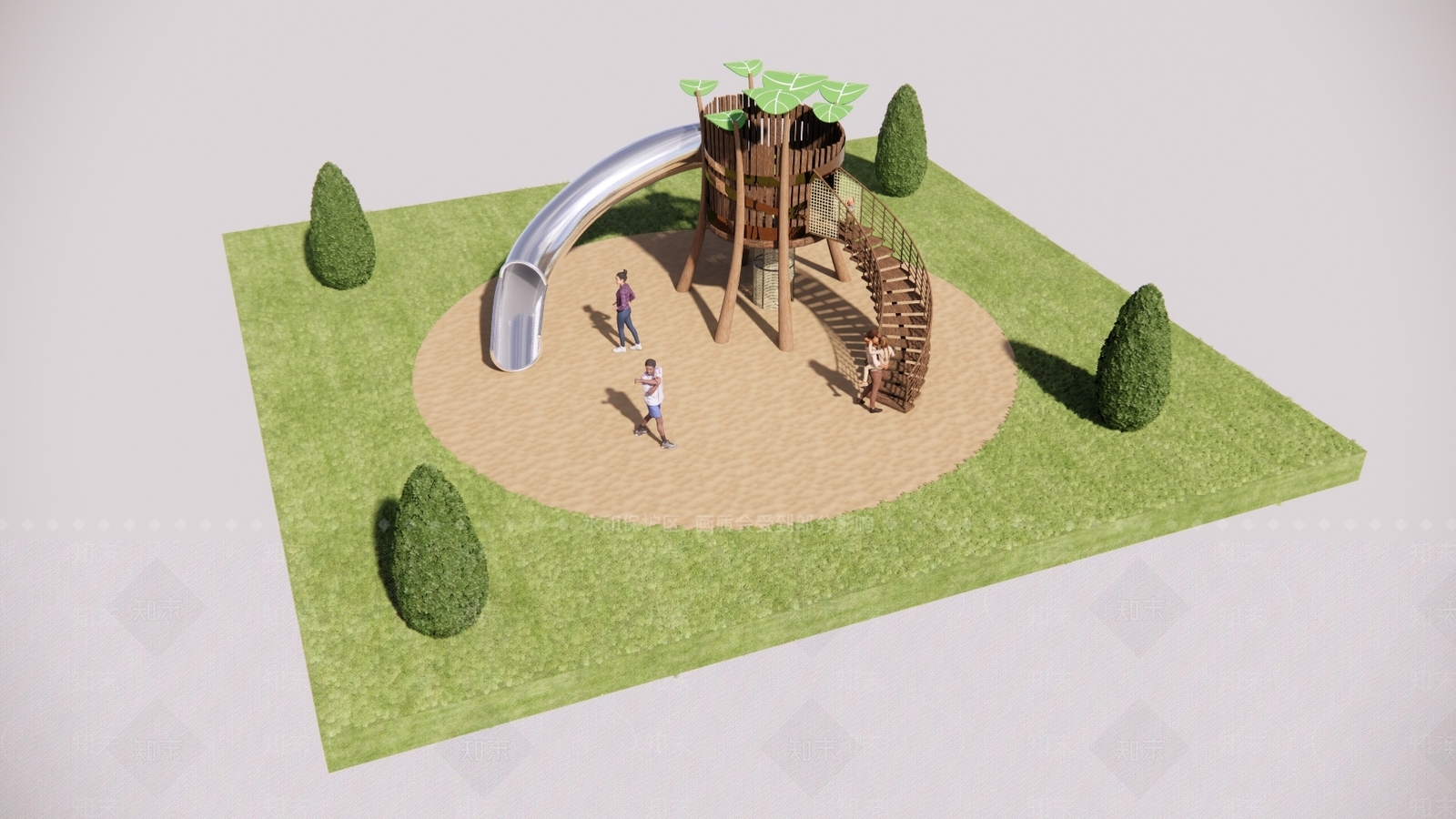 树桩滑梯SU模型下载【ID:1141687455】