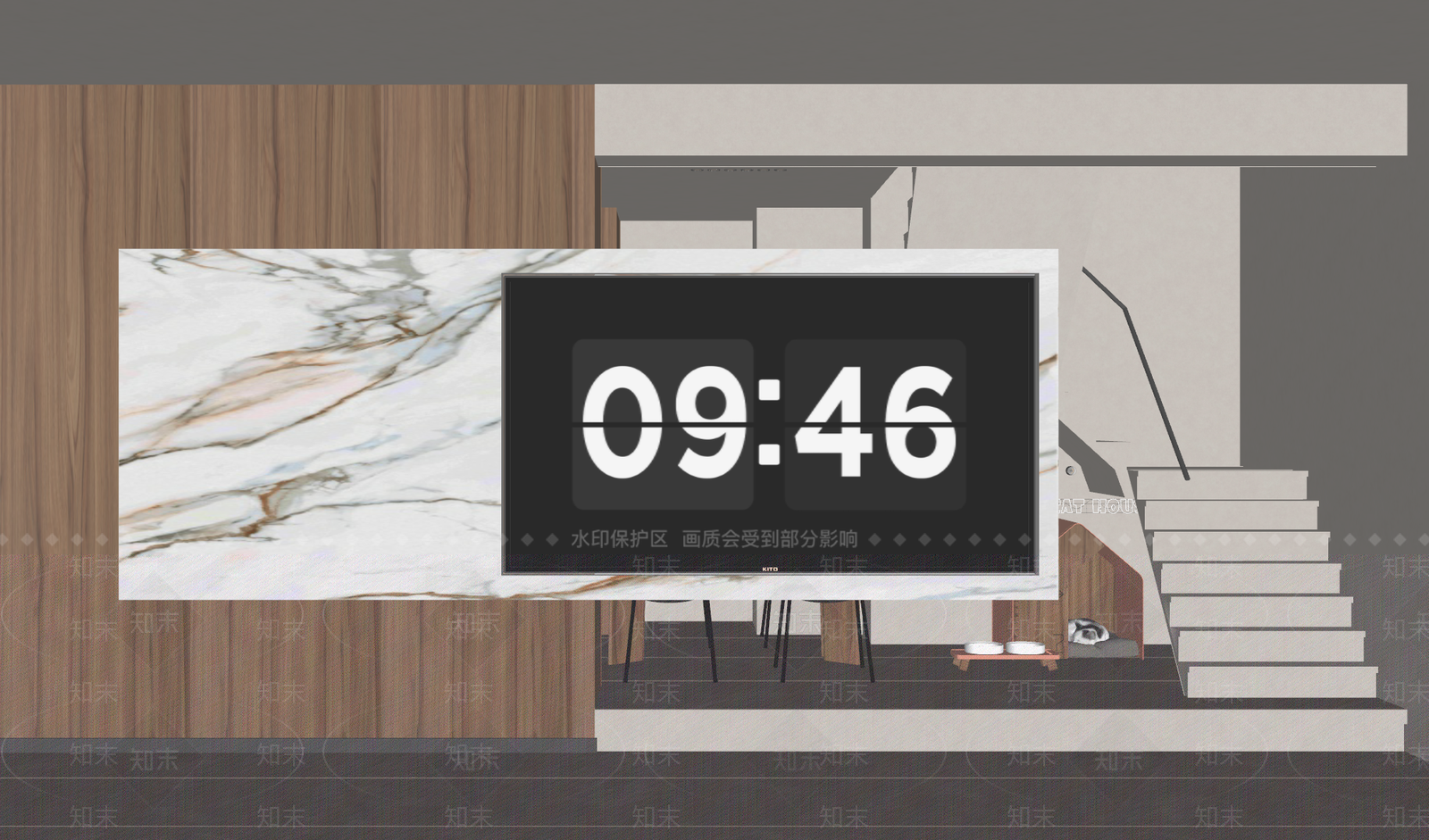 北欧奶油原木风别墅客厅SU模型下载【ID:1141611026】