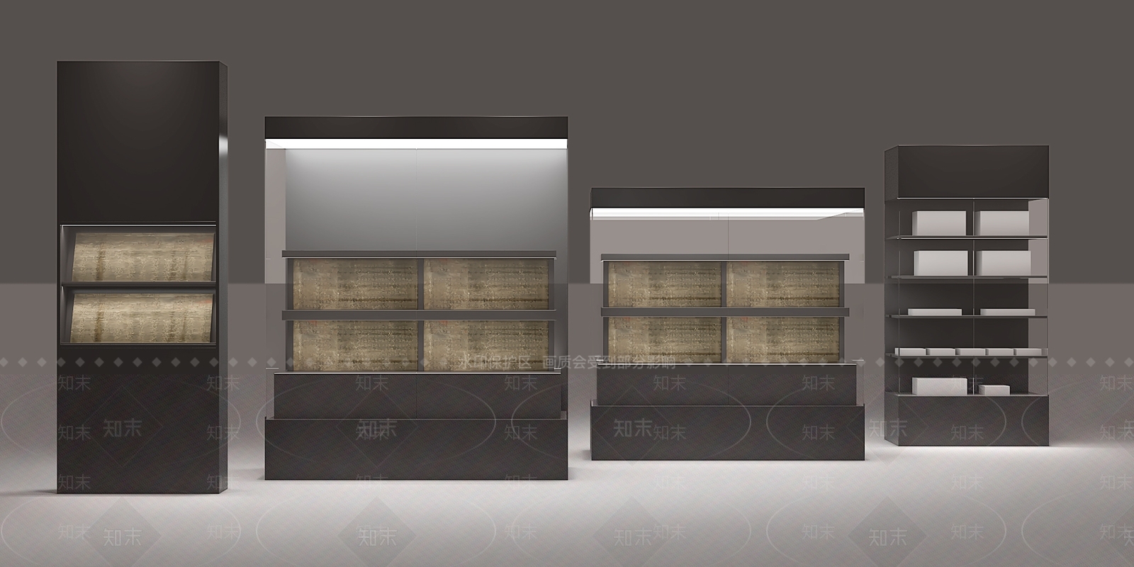 现代展厅展柜3D模型下载【ID:1141611883】