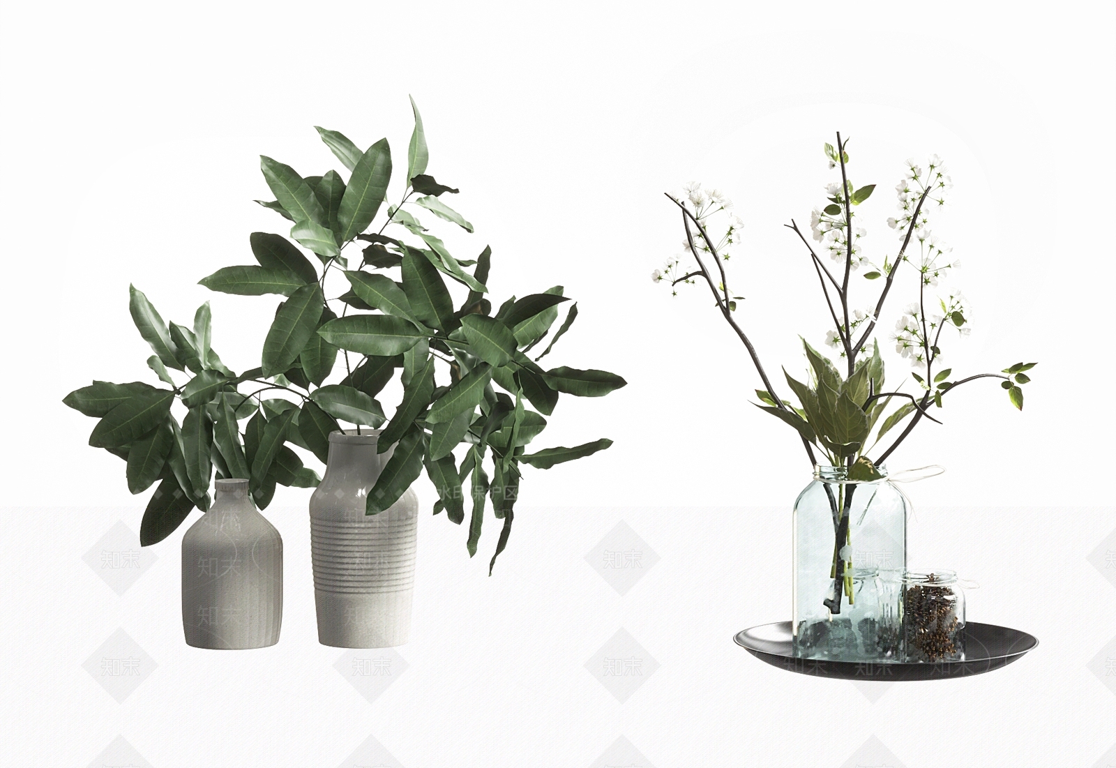 现代植物花瓶摆件SU模型下载【ID:1141611829】