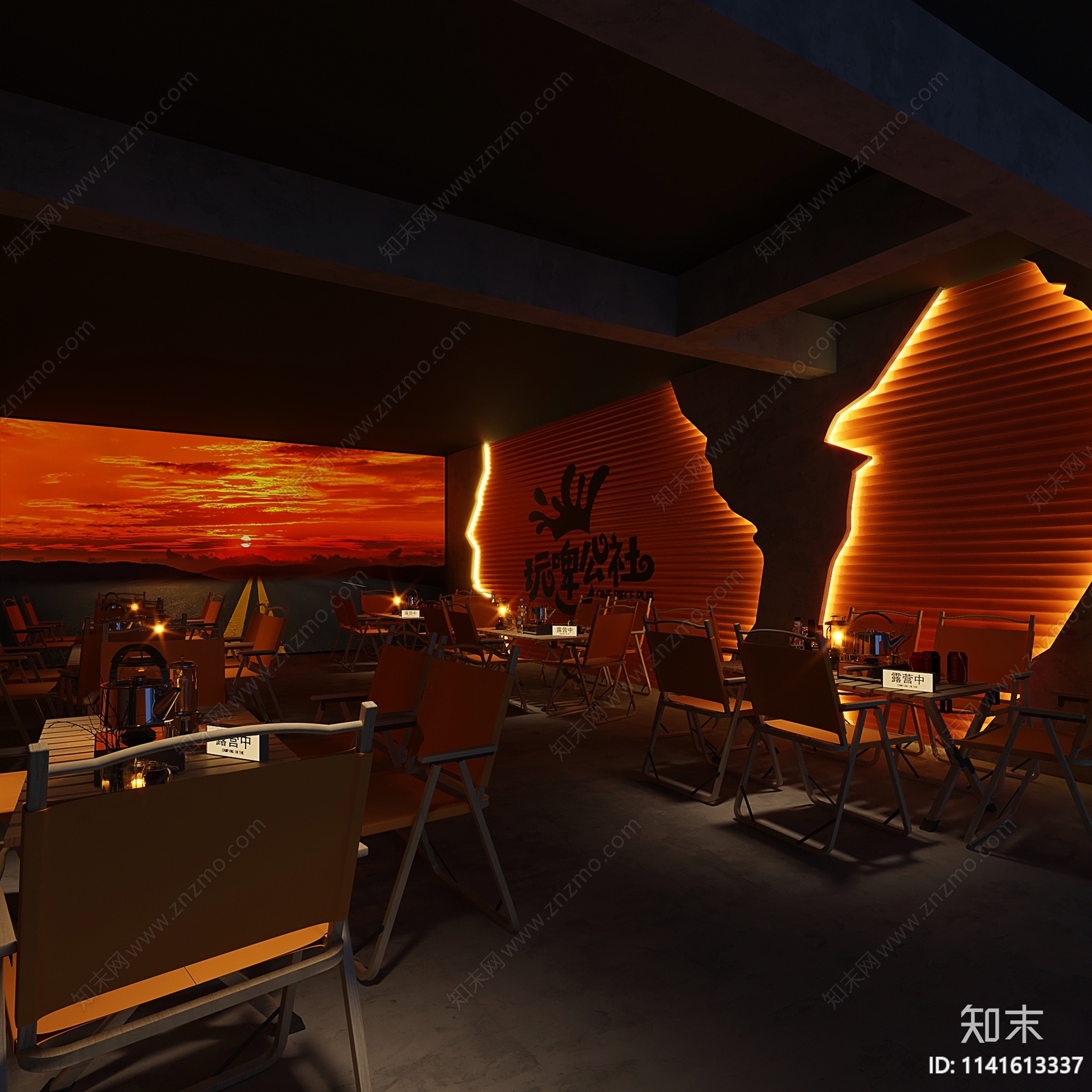 现代露营风小酒馆3D模型下载【ID:1141613337】