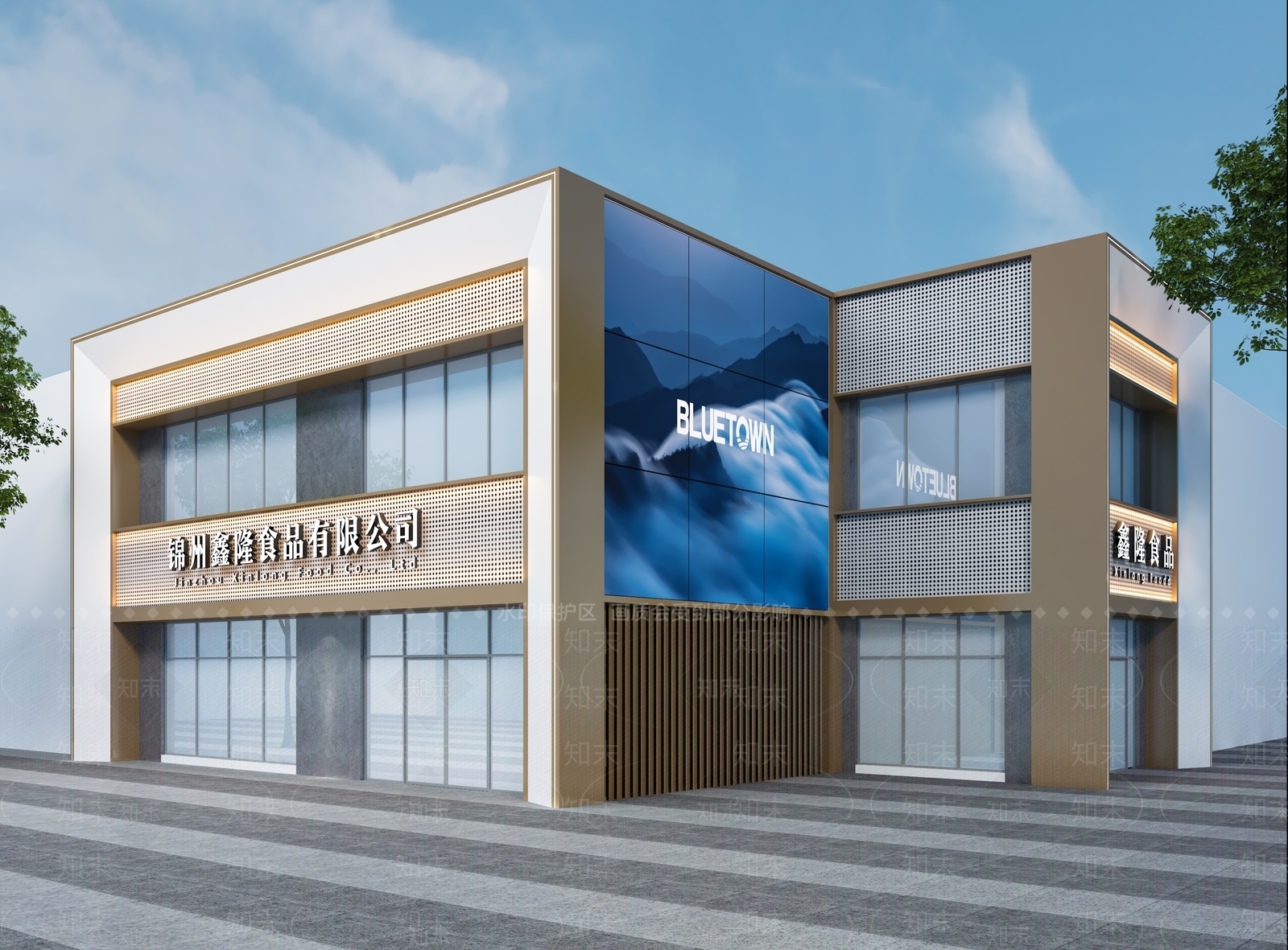现代门头3D模型渲染效果图