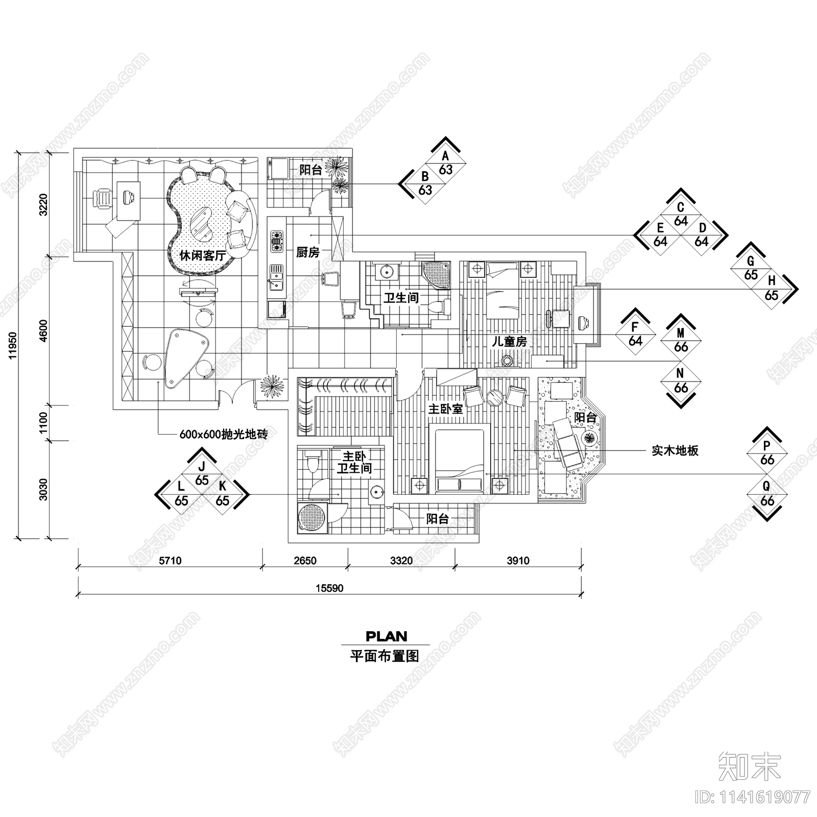 现代欧式两居室家装室内装修14套cad施工图下载【ID:1141619077】