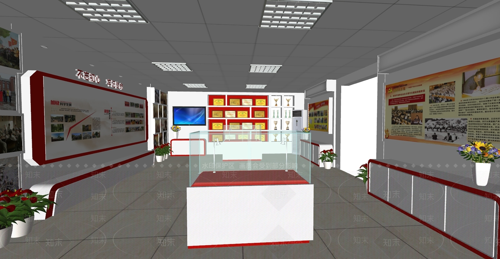 现代党建展厅SU模型下载【ID:1141620191】
