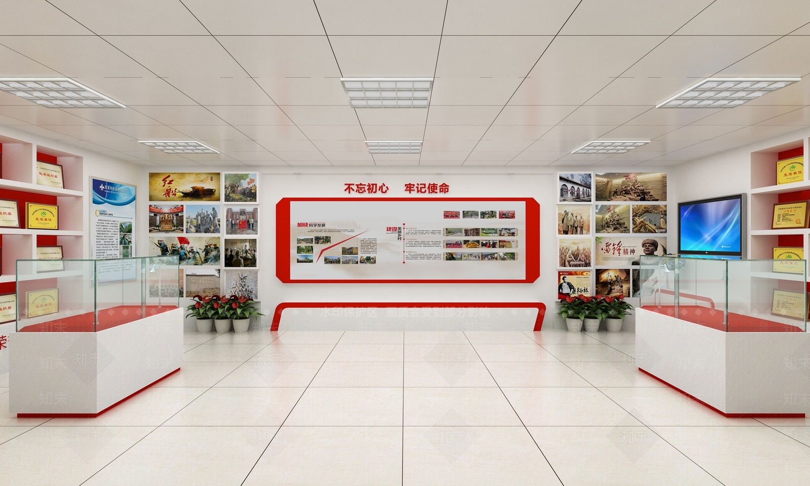 现代党建展厅SU模型下载【ID:1141620191】