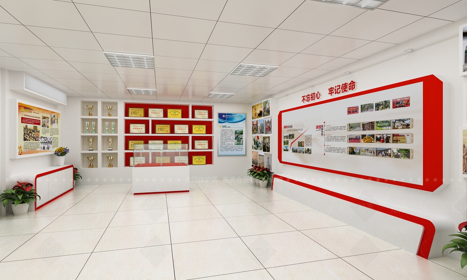 现代党建展厅SU模型下载【ID:1141620191】
