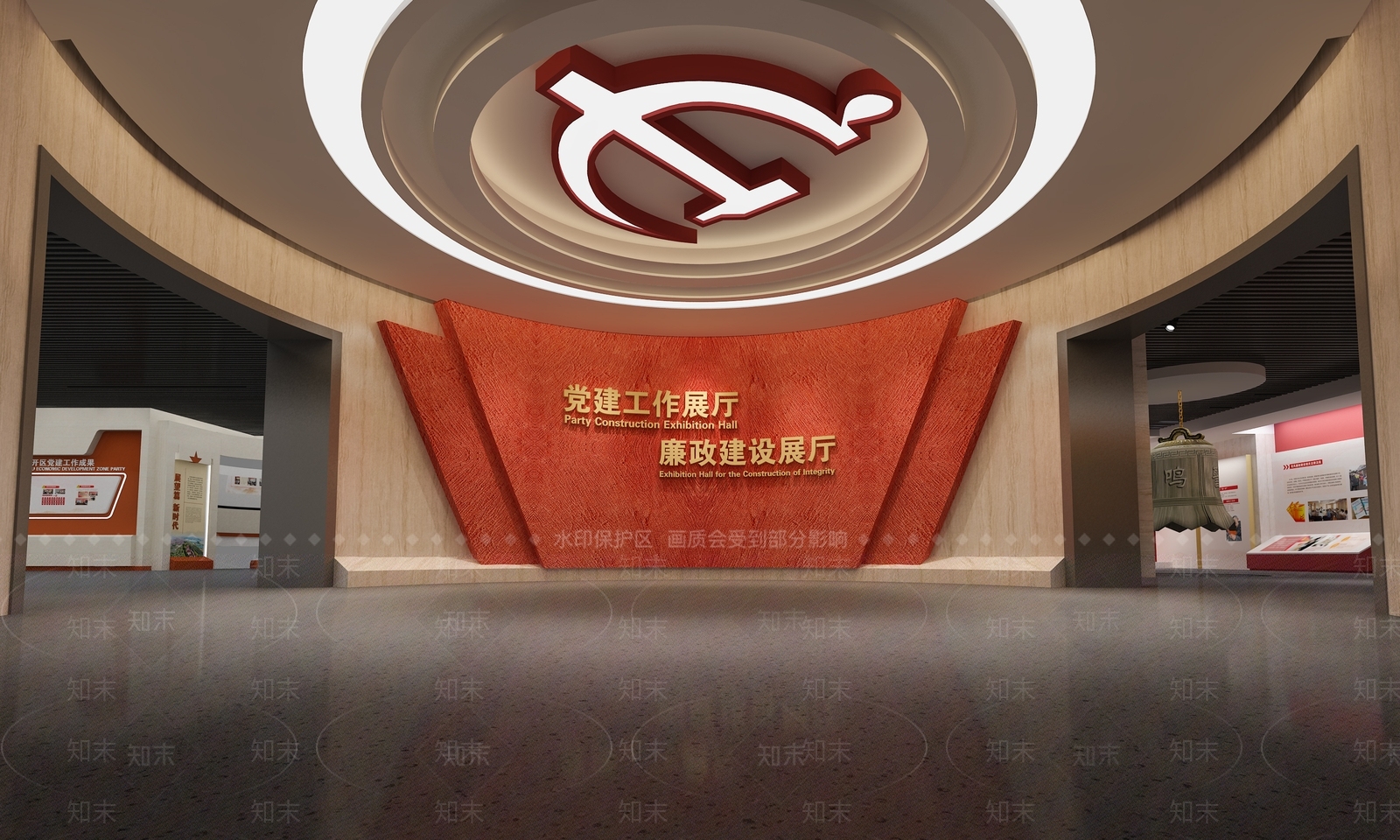 现代党建展厅SU模型下载【ID:1141620246】
