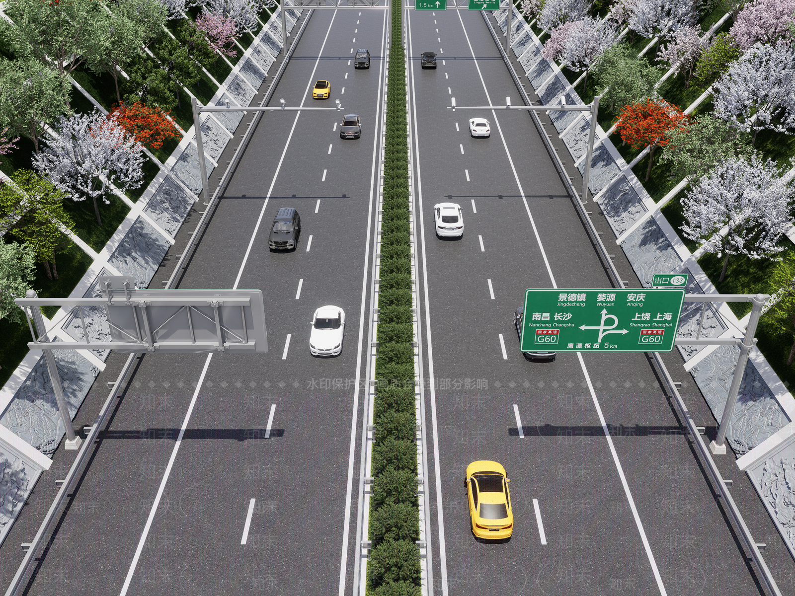 现代高速公路SU模型下载【ID:1141623267】