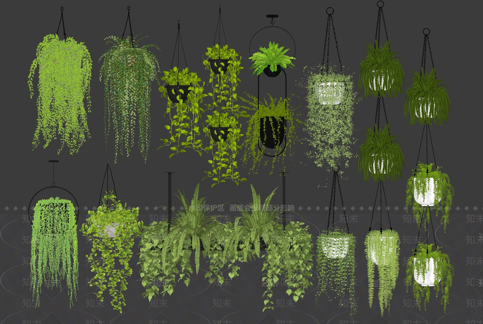 绿植吊篮SU模型下载【ID:1141628070】