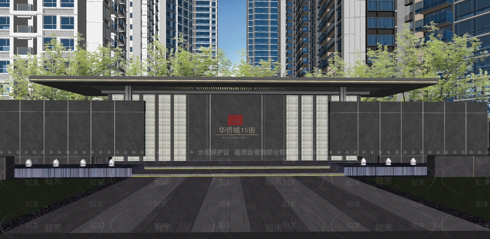 现代小区入口大门SU模型下载【ID:1141626484】_知末su模型网