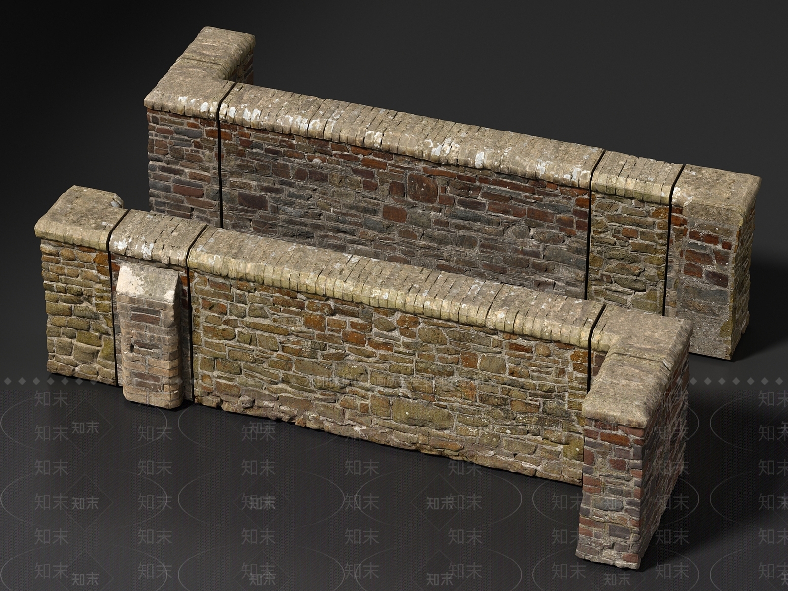 现代石头围墙3D模型下载【ID:1141628521】