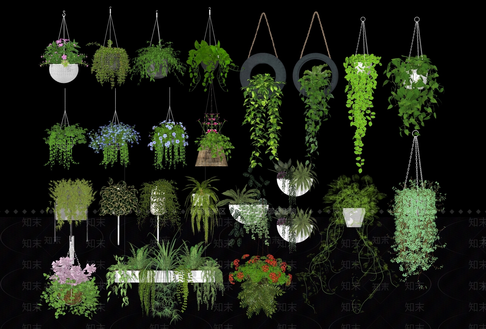 绿植吊篮SU模型下载【ID:1141628946】