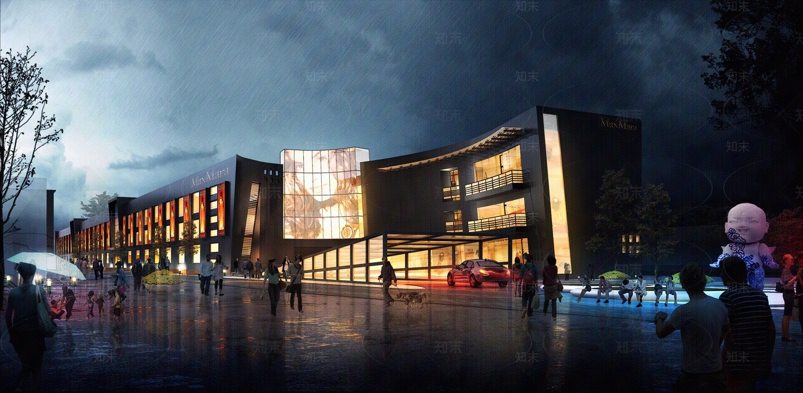 商业街夜景贴图下载【ID:1141634293】