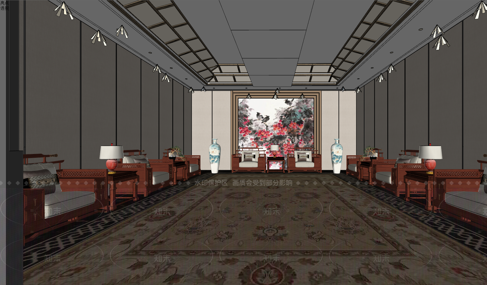 新中式接待室SU模型下载【ID:1216056951】