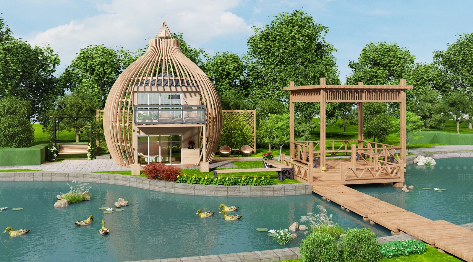 现代公园木屋3D模型下载【ID:1141637516】